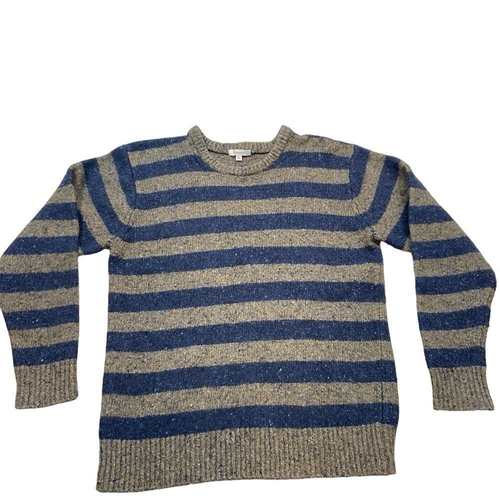 Men’s Oliver Ridley Brand Blue and Brown Striped Sweater‎ Wool Alpaca Blend L - Picture 4 of 8